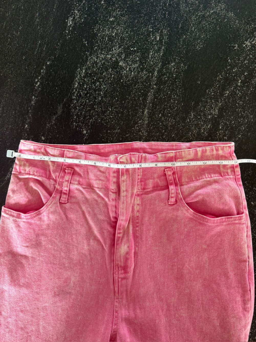 💖 Flying Tomato Pink High Rise Flare Jean Acid Washed Pink Denim Pants Large 💖 - Picture 7 of 7